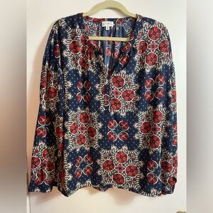 XL Bohemian Wonderly Peasant Long Sleeve V-Neck Top